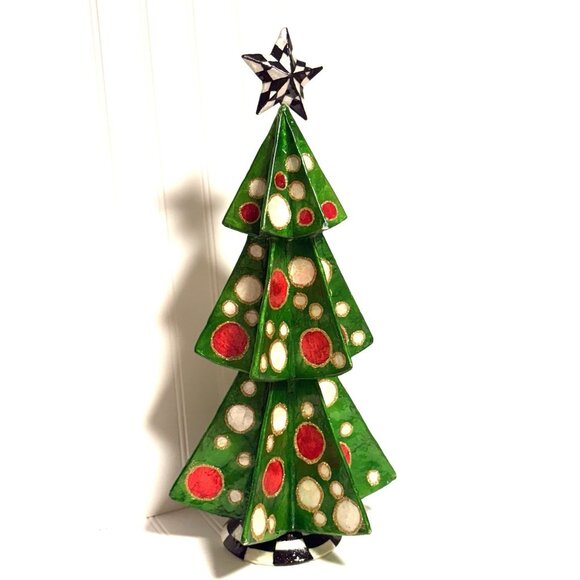 Mackenzie-Childs Jolly Dot Tree Capiz Shell Christmas Tree 19” Tall - Picture 1 of 12